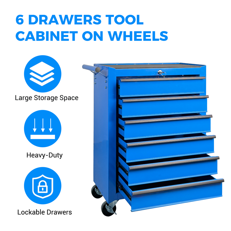 Rolling Metal Tool Chest with 6 Drawers - Blue by HouseOfZazla