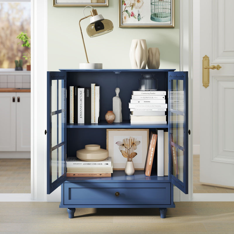 Minimalist Buffet Cabinet With Double Glass Doors And Drawer by HouseOfZazla