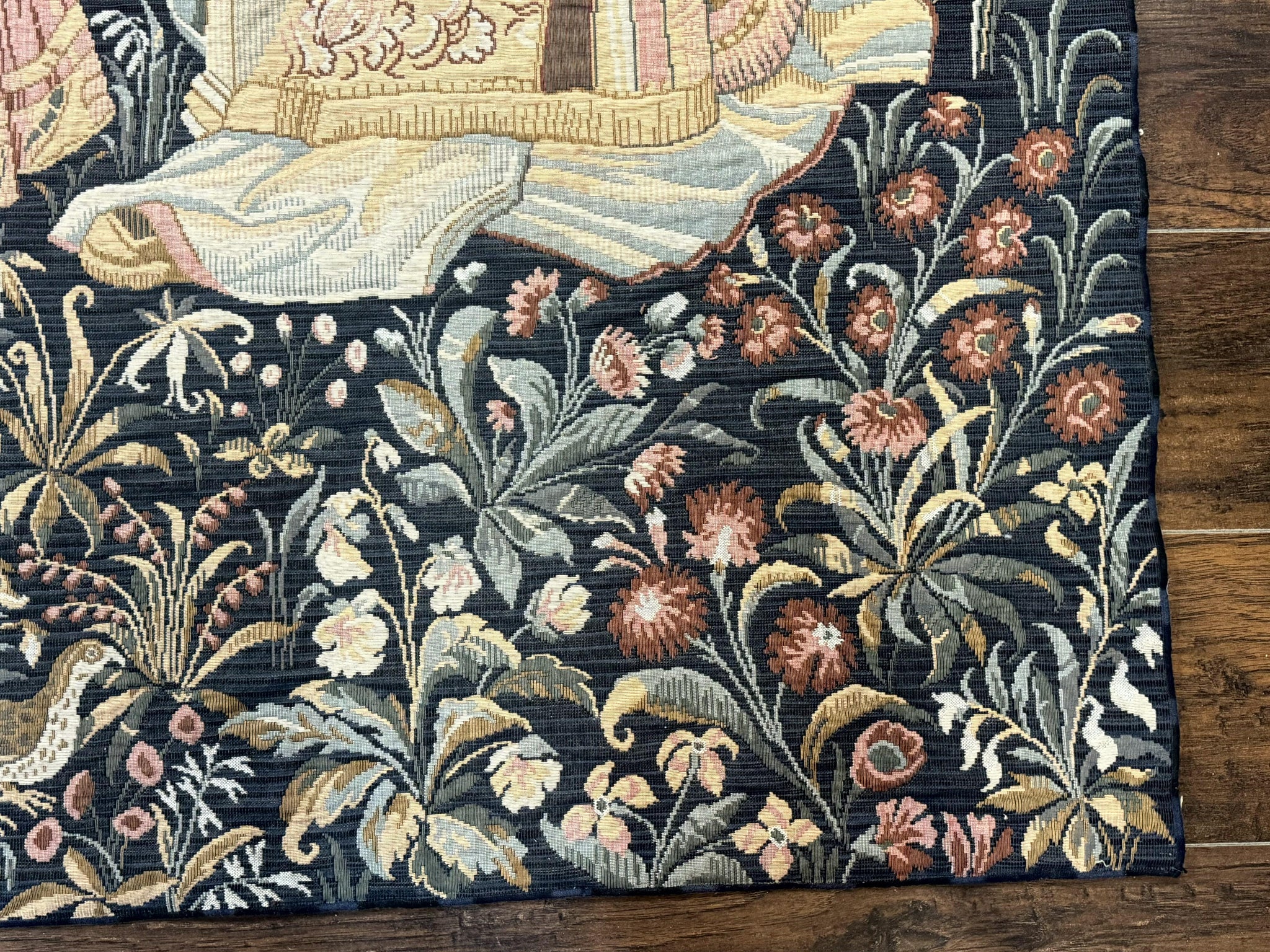 Vintage Belgium Tapestry 4x5, The Concet Musicians, Green by Jewel Rugs