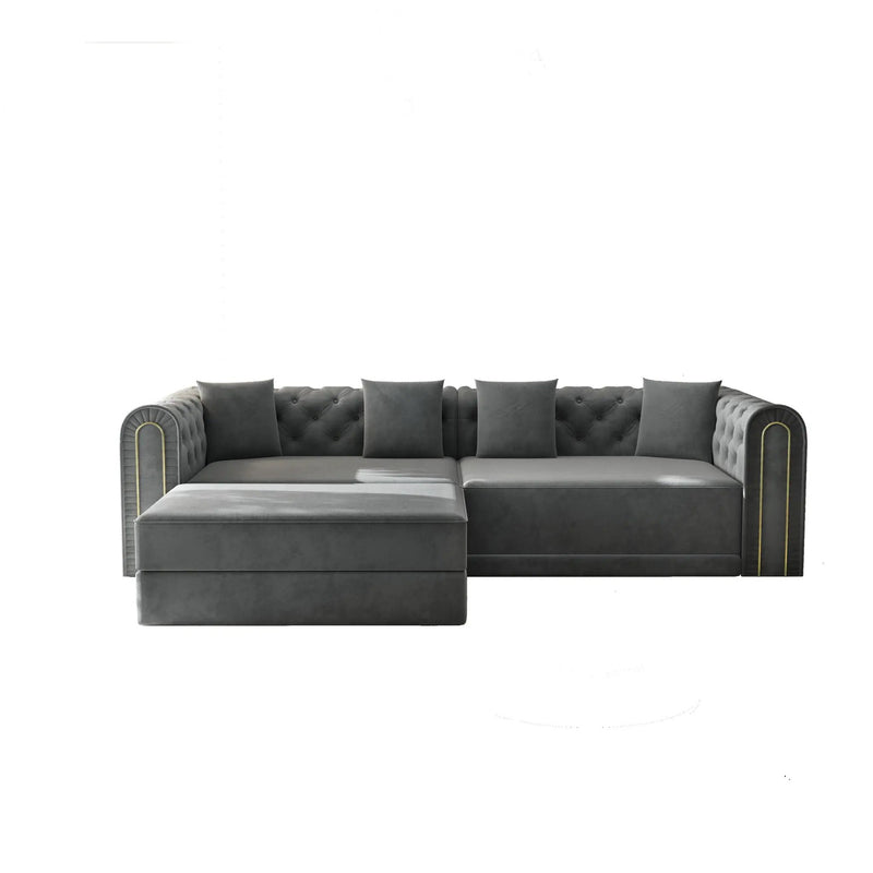 3-In-1 Convertible Sleeper Sofa With Movable Ottoman For Living Room