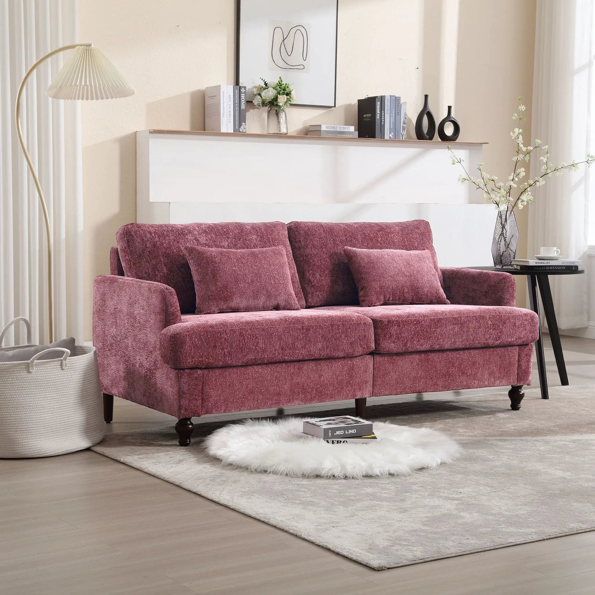 Mid Century Modern Fabric Loveseat Sofa, 2 Seat Upholstered Couch by Unique Piece Furniture