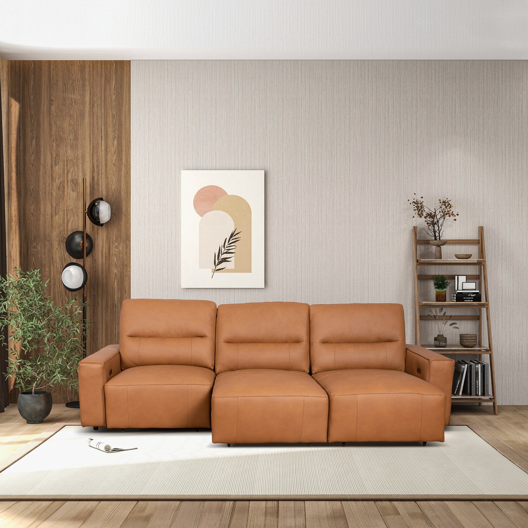 Grant - Triple Power Convertible Sofa - Cognac by HouseOfZazla