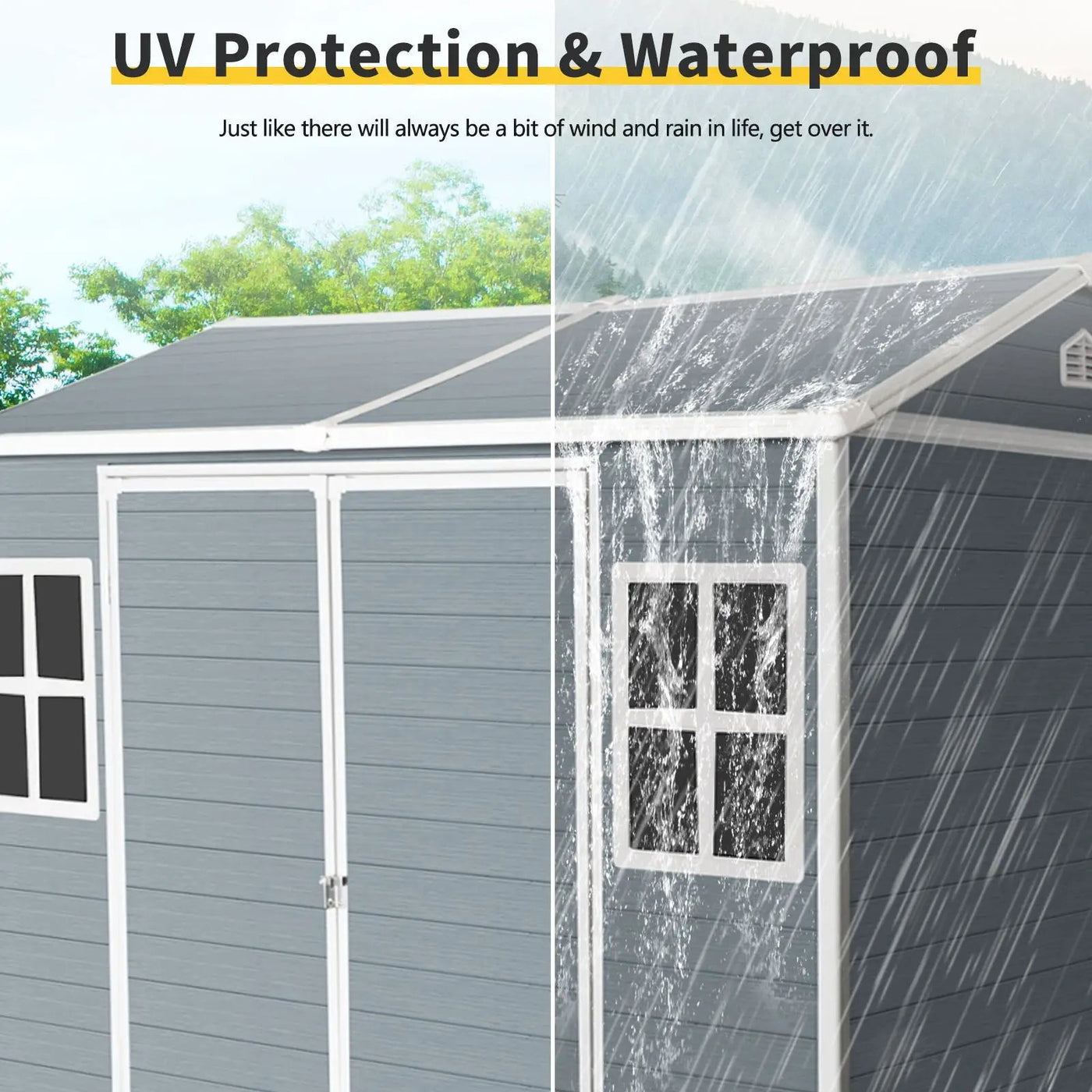Resin Outdoor Storage Shed Waterproof Shed With Floor & Two Windows & Lockable Door, Tool Shed For Garden, Patio, Backyard by HouseOfZazla