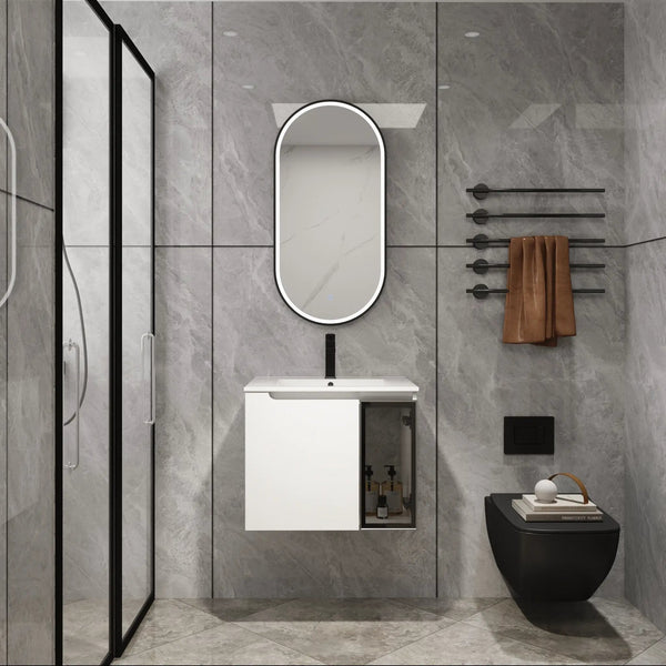 24" Wall-Mounted Bathroom Vanity With Ceramic Sink