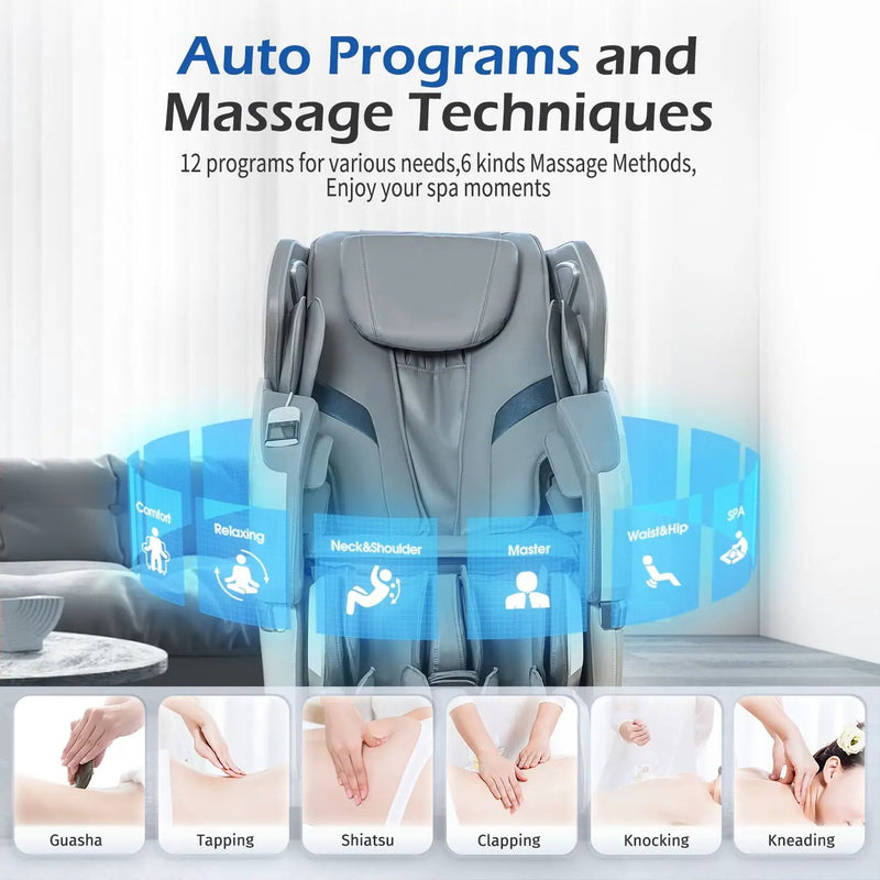 Bosscare - 2023 Brand New Update Gr8686 Massage Chairs With Ai Voice, App Control Sl Track Zero Gravity Full Body Massage Recliner - Gray by HouseOfZazla