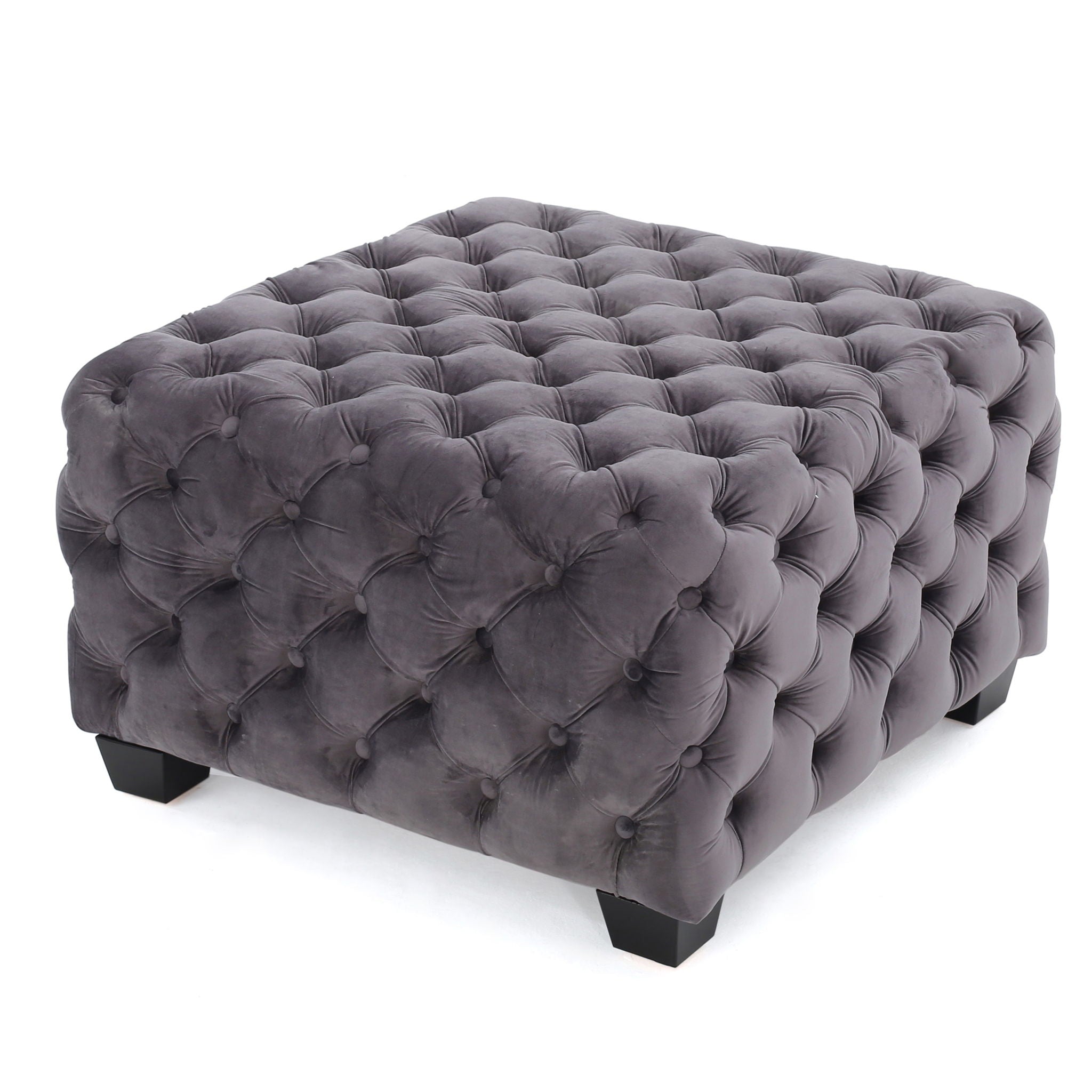 Modern Glam Ottoman with Upholstery and Button Tufted Design by HouseOfZazla