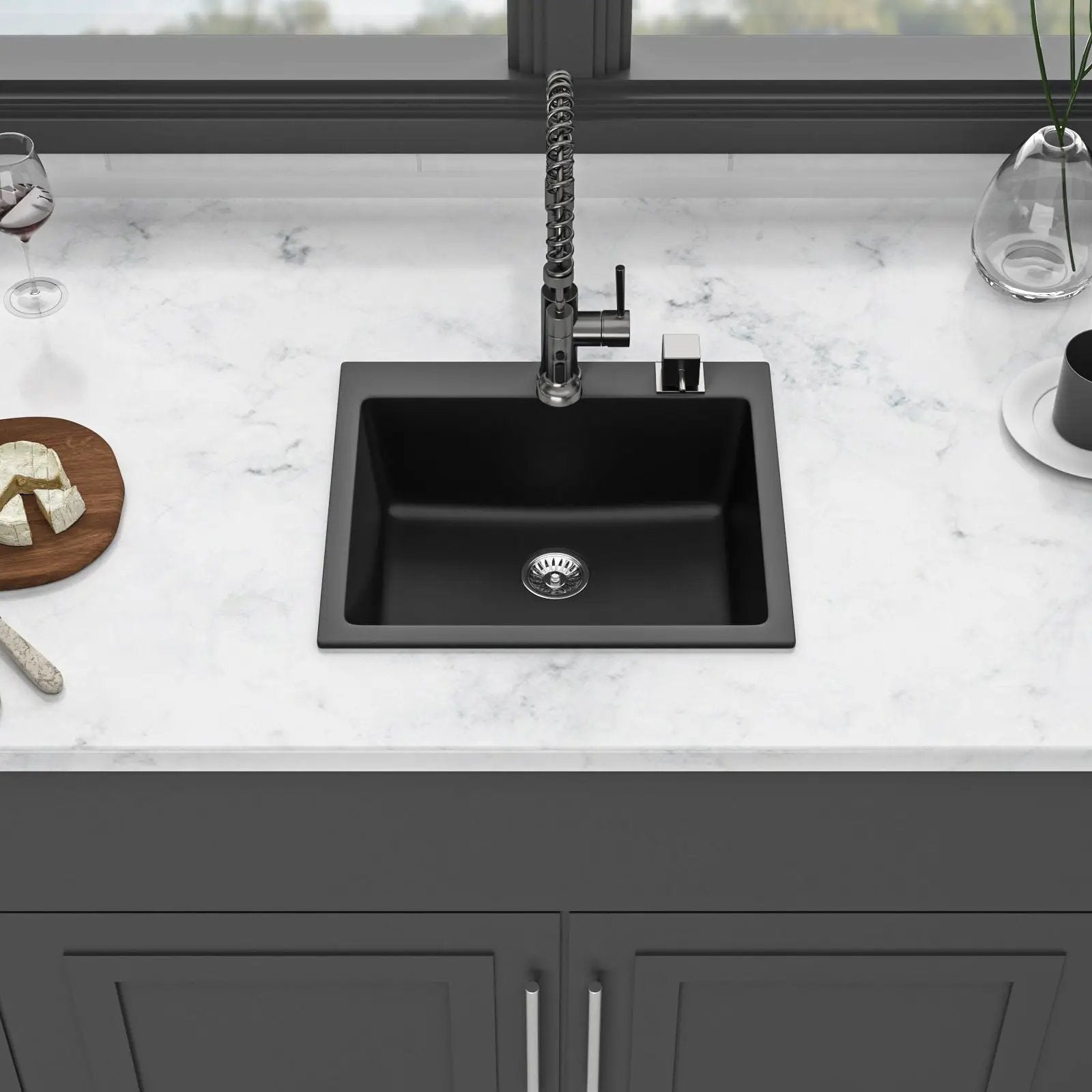 Quartz Kitchen Sink, Granite Composite, Drop In Sink With Durable Design by HouseOfZazla