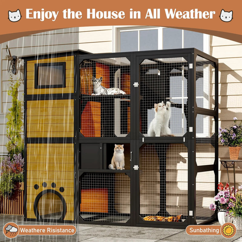 GO Large Cat Catio 4 Tiers Cat Enclosure for Outdoor Cats by HouseOfZazla
