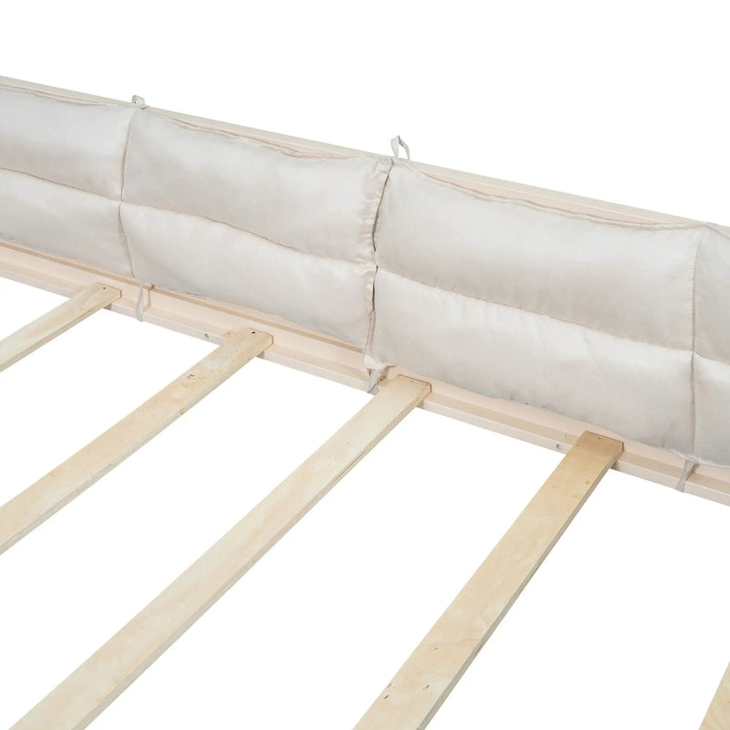 Upholstered Platform Bed With Guardrail And Pillow by HouseOfZazla