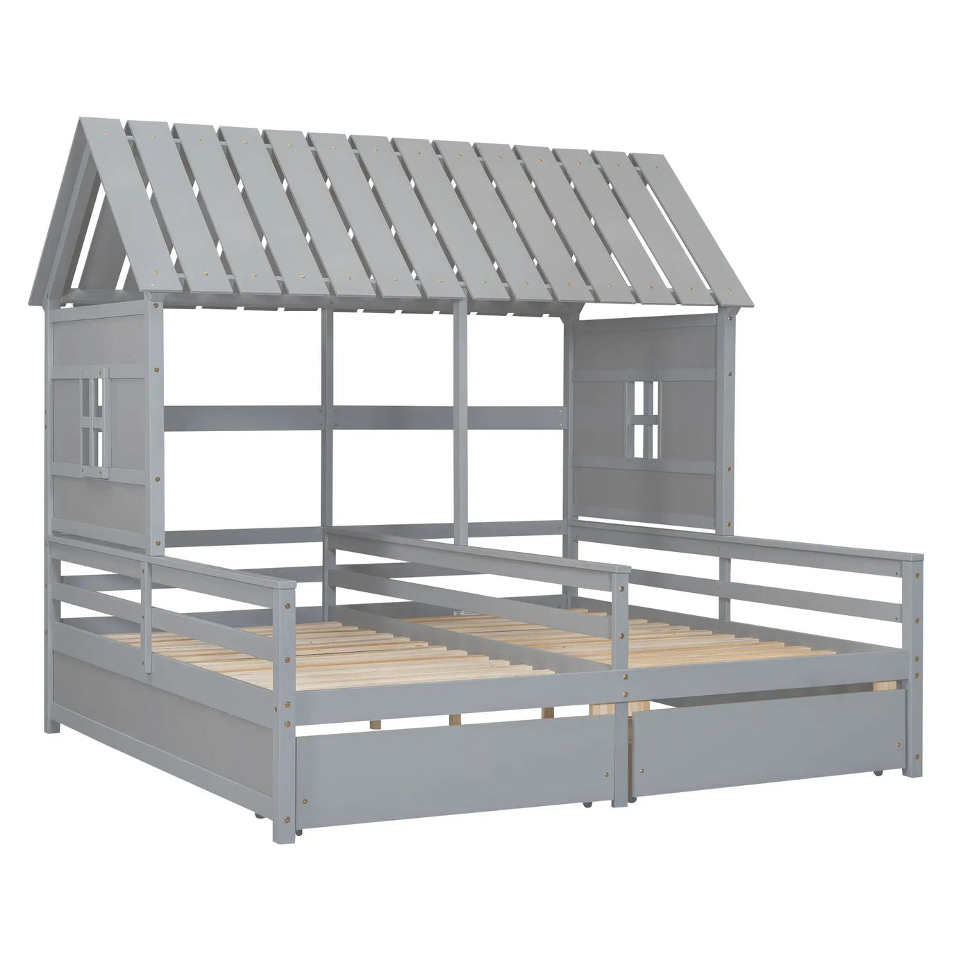 House Platform Beds With 2 Drawers, Side By Side Design by Unique Piece Furniture