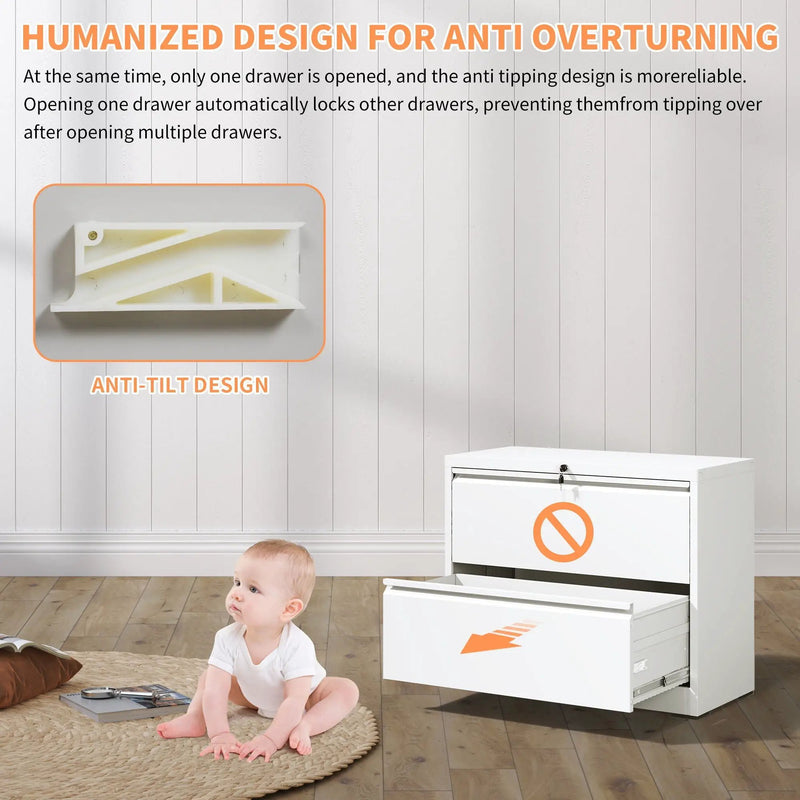 Premium Drawer Metal Lateral File Cabinet With Lock by Unique Piece Furniture