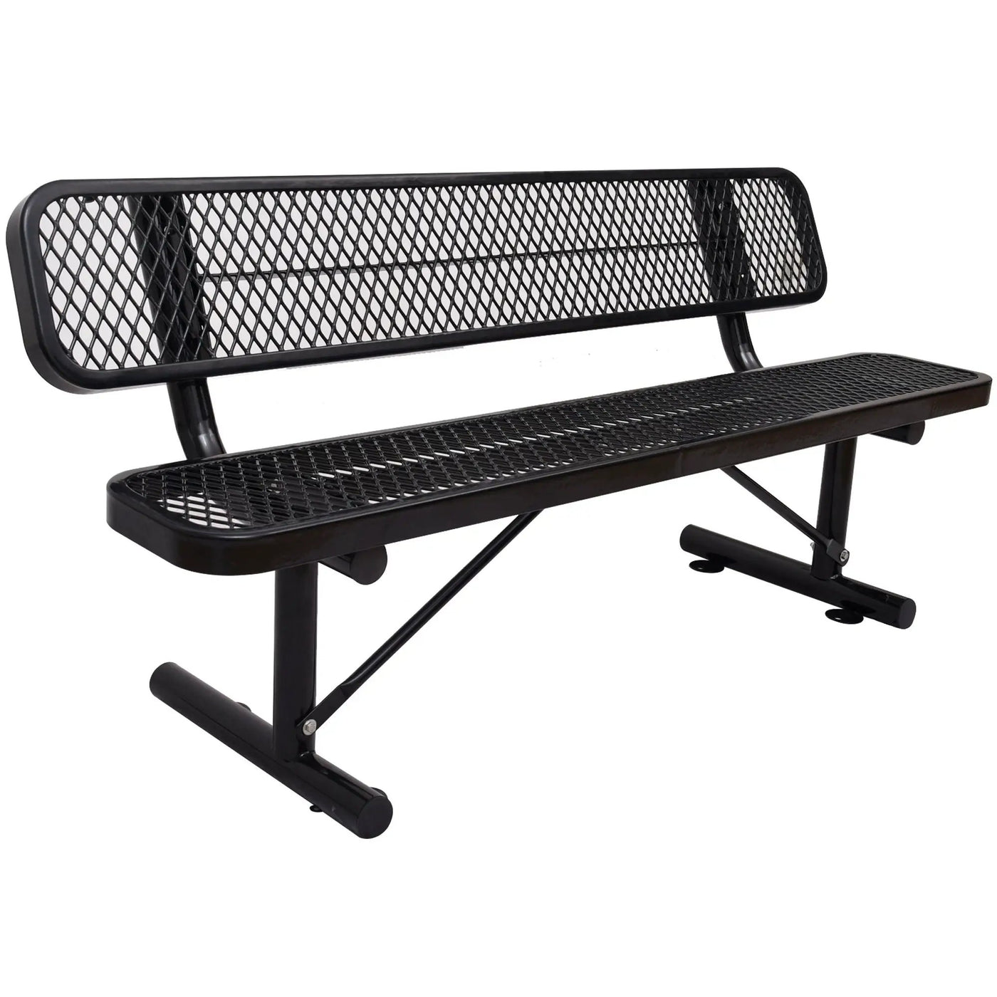 6' Outdoor Steel Bench With Backrest by HouseOfZazla