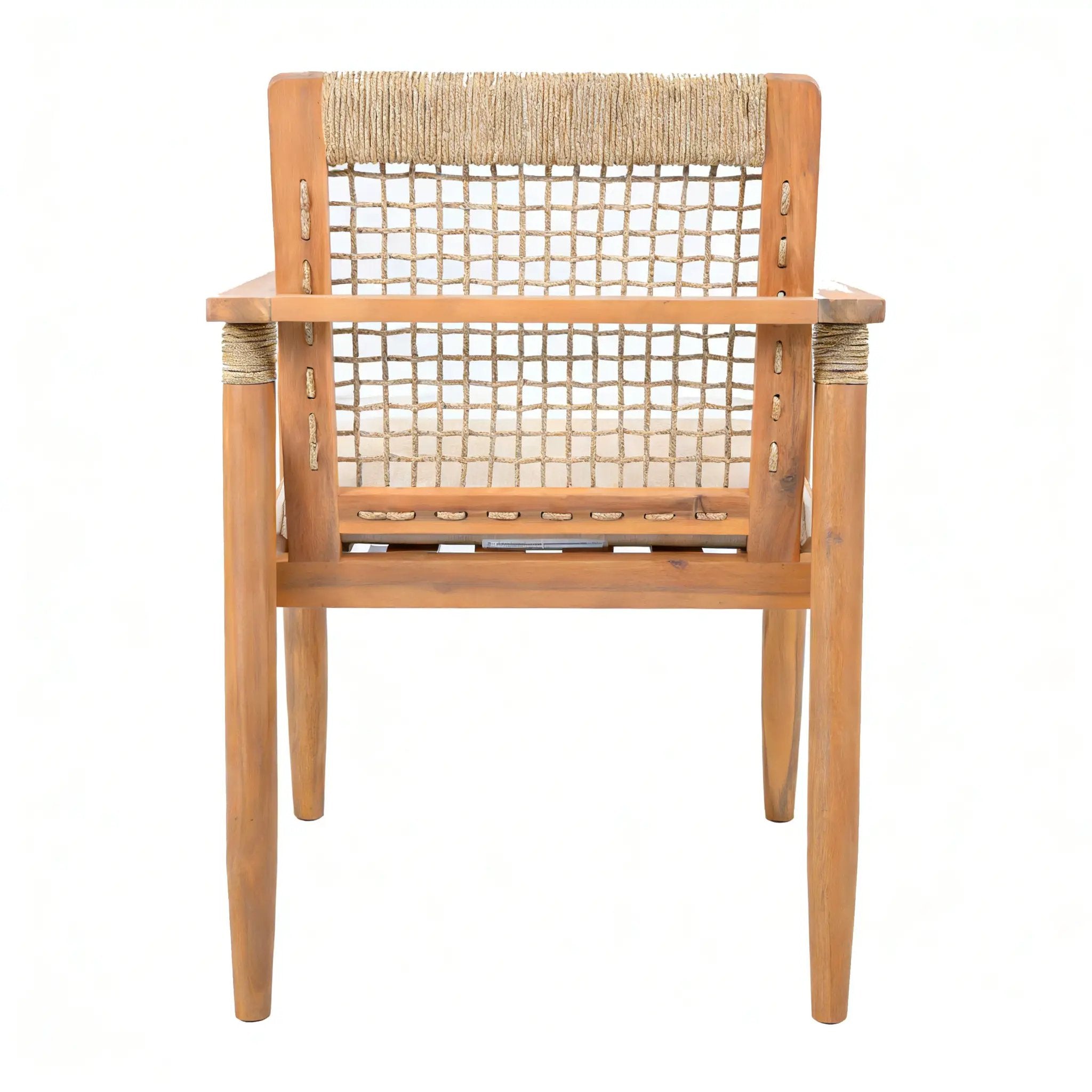 Outdoor Dining Chairs Set of 2 with Acacia Wood and Rope Design by HouseOfZazla