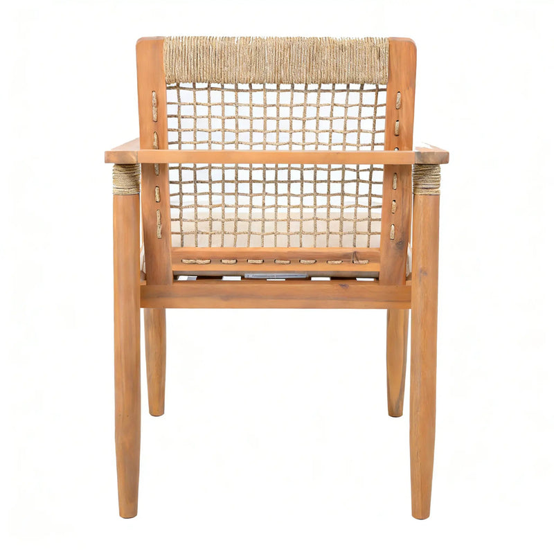 Outdoor Dining Chairs Set of 2 with Acacia Wood and Rope Design by HouseOfZazla