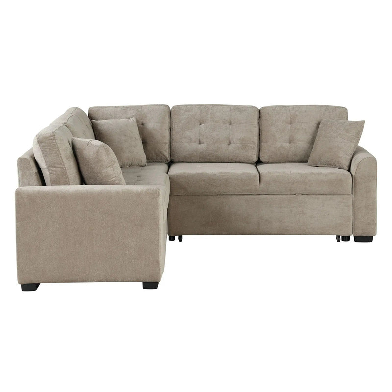 L-Shape Sofa Bed Pull-Out Sleeper Sofa With Wheels, USB Ports, Power Sockets For Living Room by HouseOfZazla