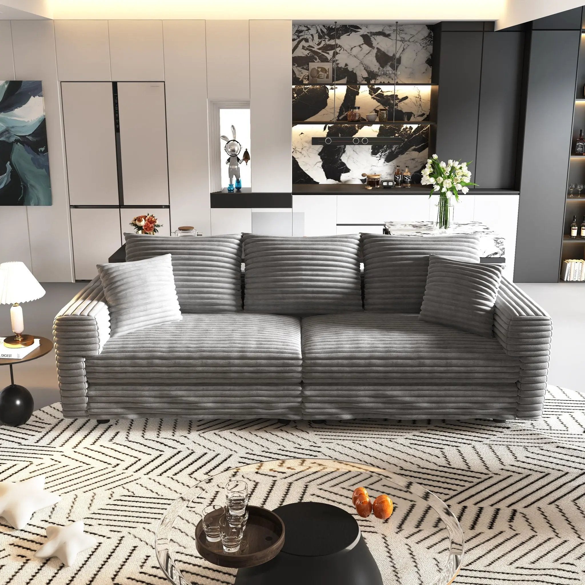 4 Seat Modern Comfy Upholstered Sofa Cloud Couch by HouseOfZazla