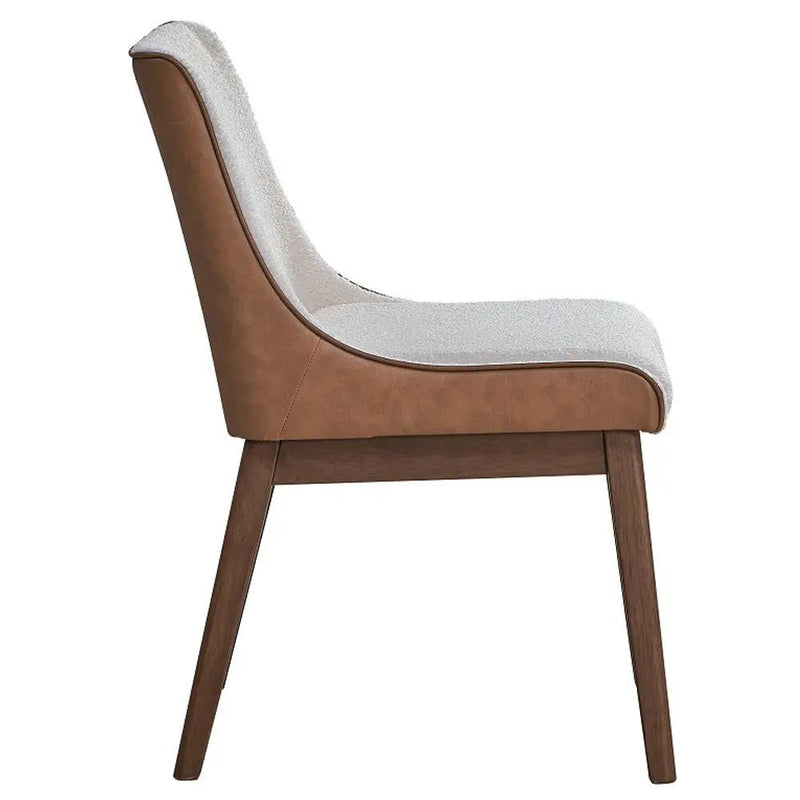 Ginny - Side Chair (Set of 2) - White Boucle, Brown Velvet & Walnut by Unique Piece Furniture