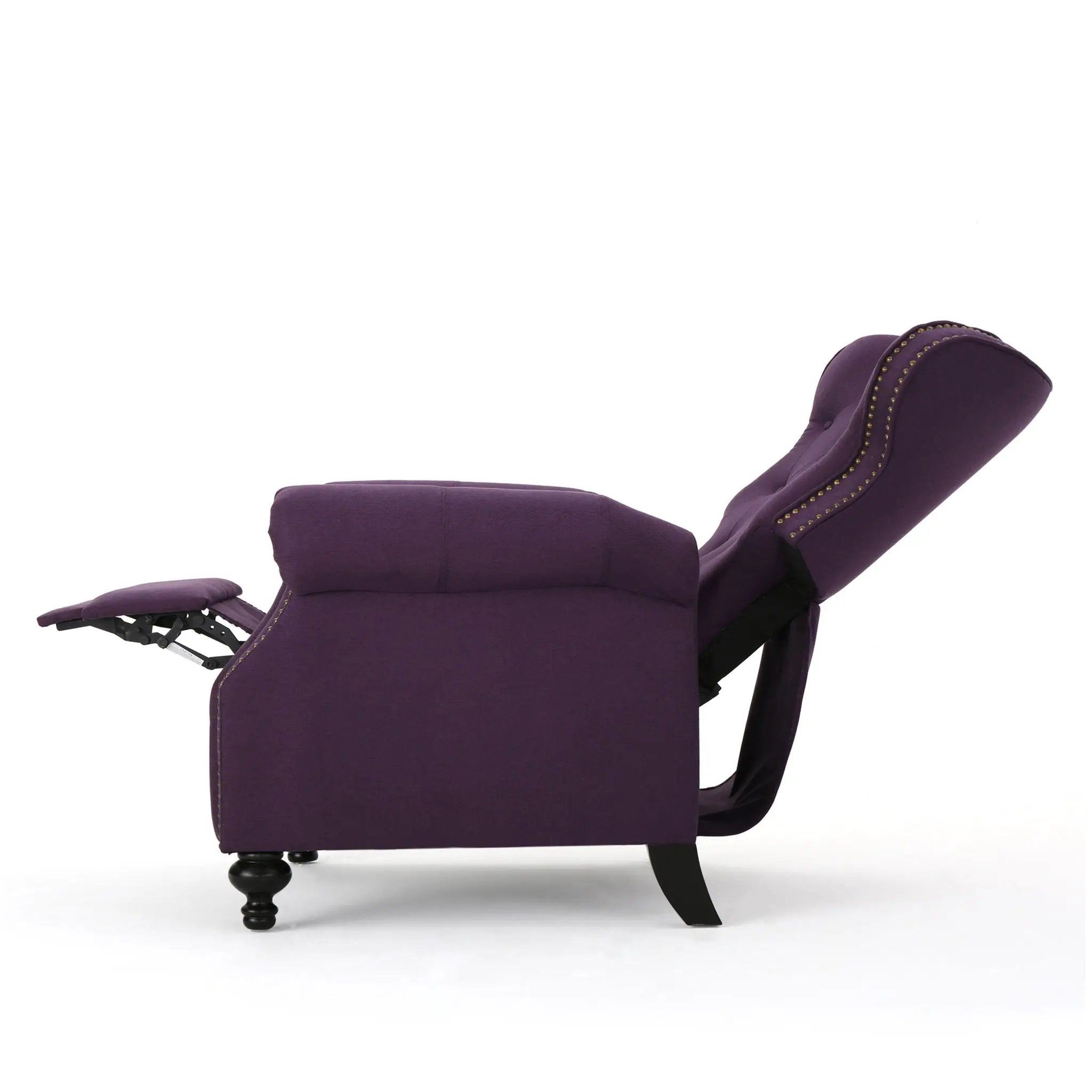 Accented Push Back Recliner Chair With Rolled Arms, Enjoy Cocooning Comfort by Unique Piece Furniture