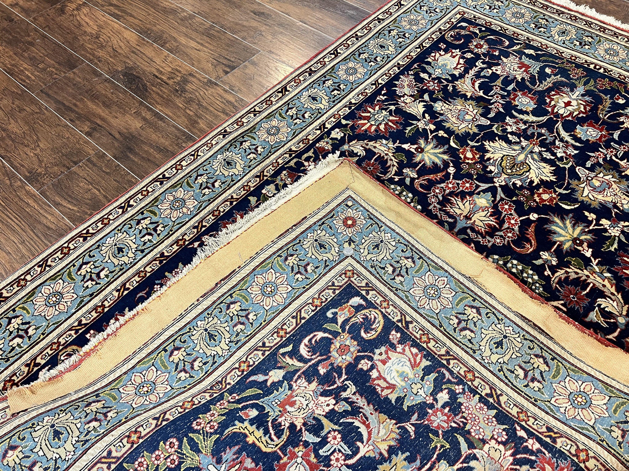 Blue Persian Qum Rug 5x7, Very Fine and Wonderful Authentic Persian Carpet, Wool Hand Knotted Vintage Semi Antique Oriental Rug, Floral, Ghom Qom Rug by Jewel Rugs