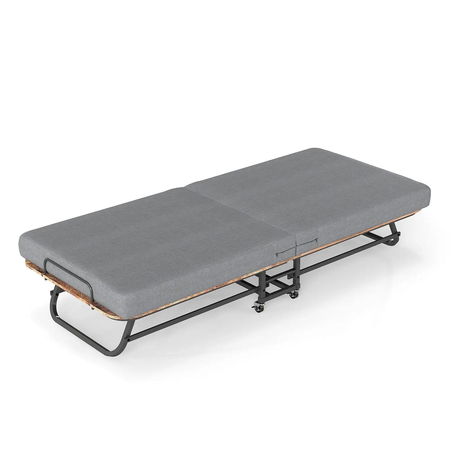 Portable Folding Bed With Memory Foam Mattress, Lockable - Gray by HouseOfZazla