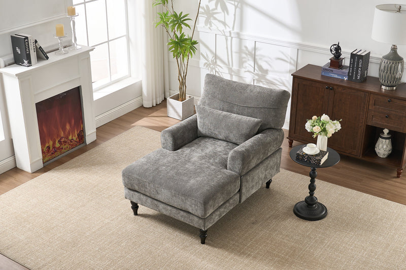 Modern Grey Upholstered Chaise Lounge Sofa Recliner by HouseOfZazla