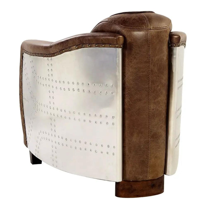 Brancaster - Chair - Retro Brown Top Grain Leather & Aluminum by Unique Piece Furniture
