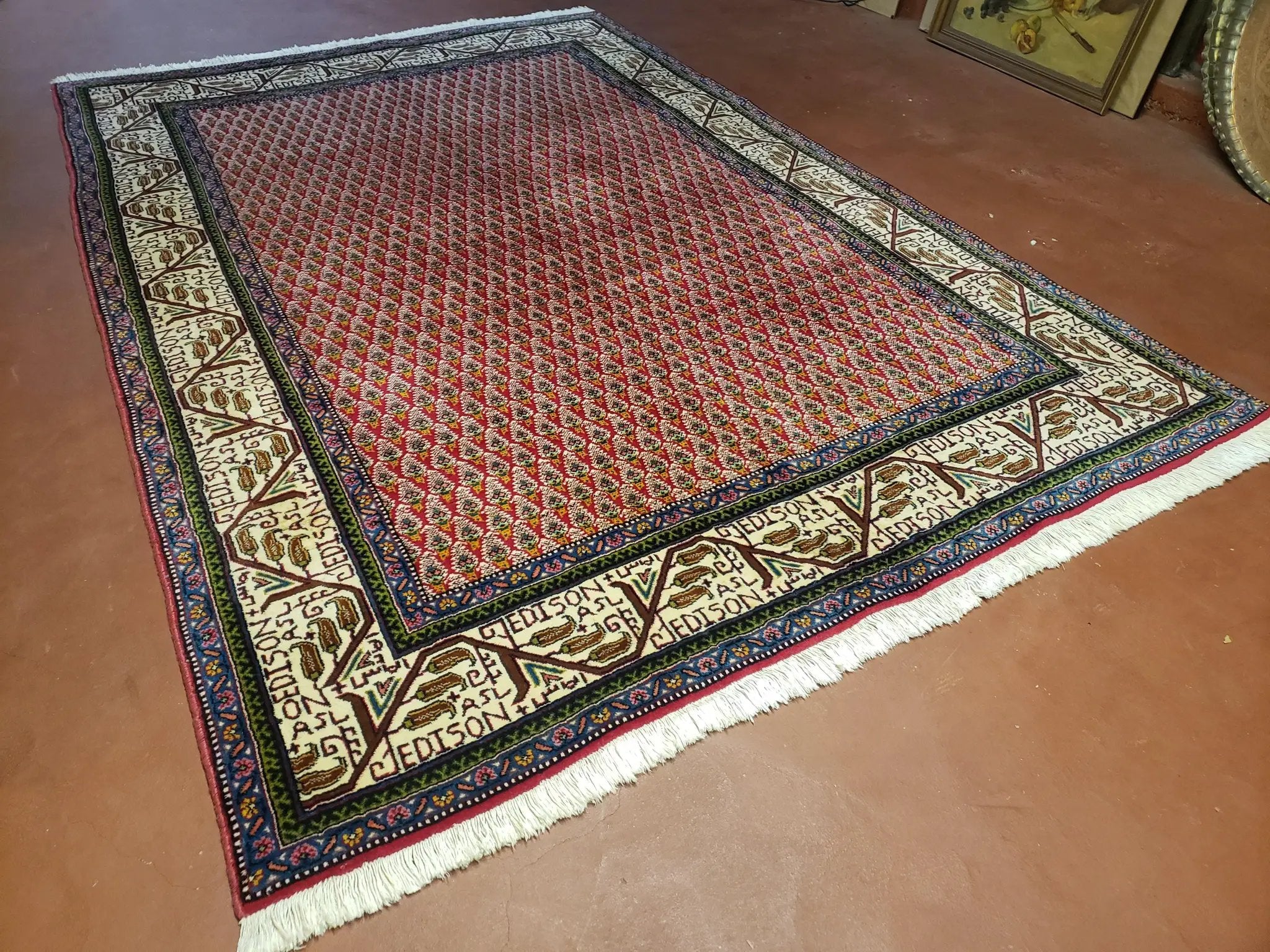 6x9 Finely Woven Turkish Tribal Rug, Boteh/Paisley Pattern, Red & Beige Area Rug, Vintage Wool Carpet, Entryway Rug, Hand-Knotted Foyer Rug by Jewel Rugs