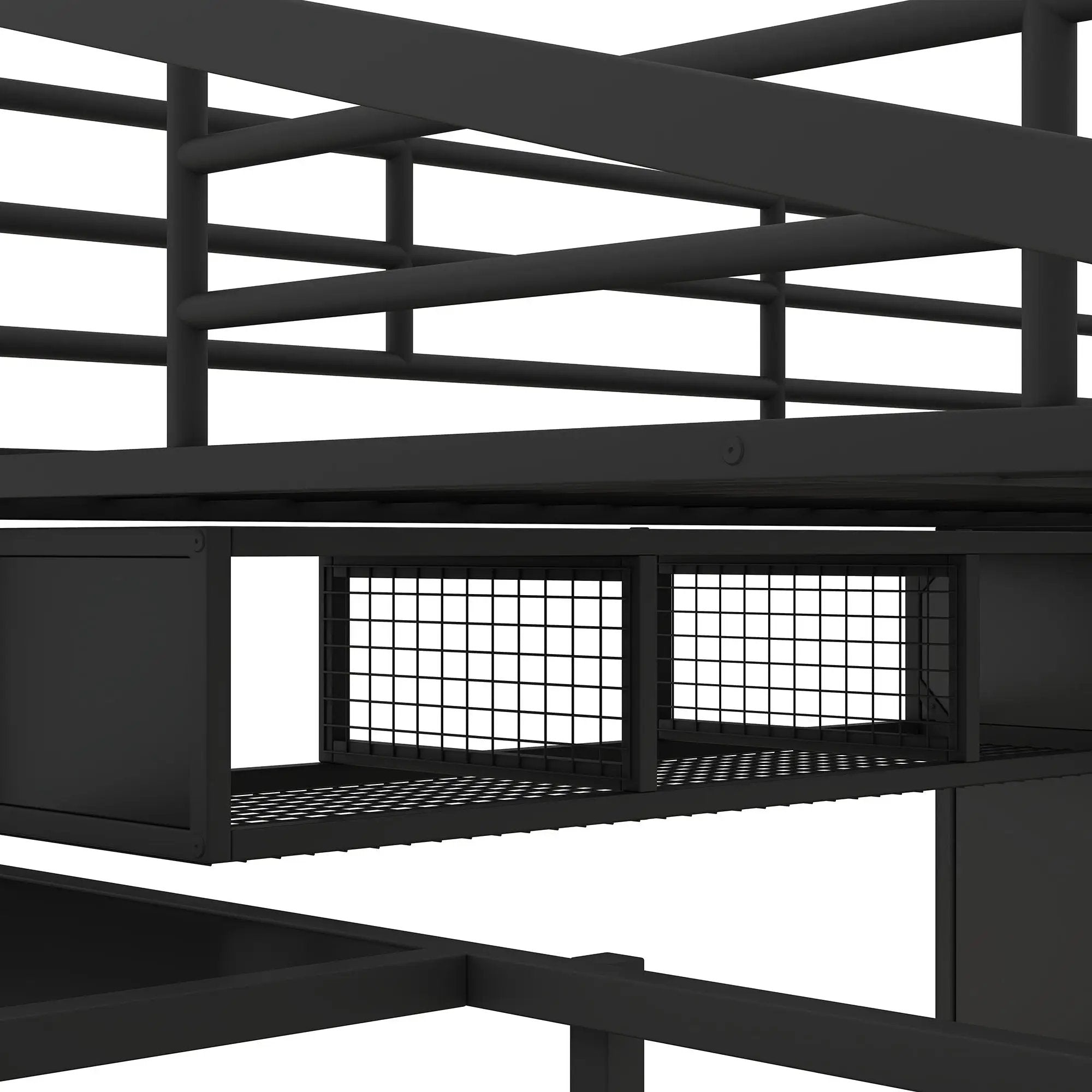 Full Size Loft Bed With Desk Set And Wardrobe - Black by HouseOfZazla