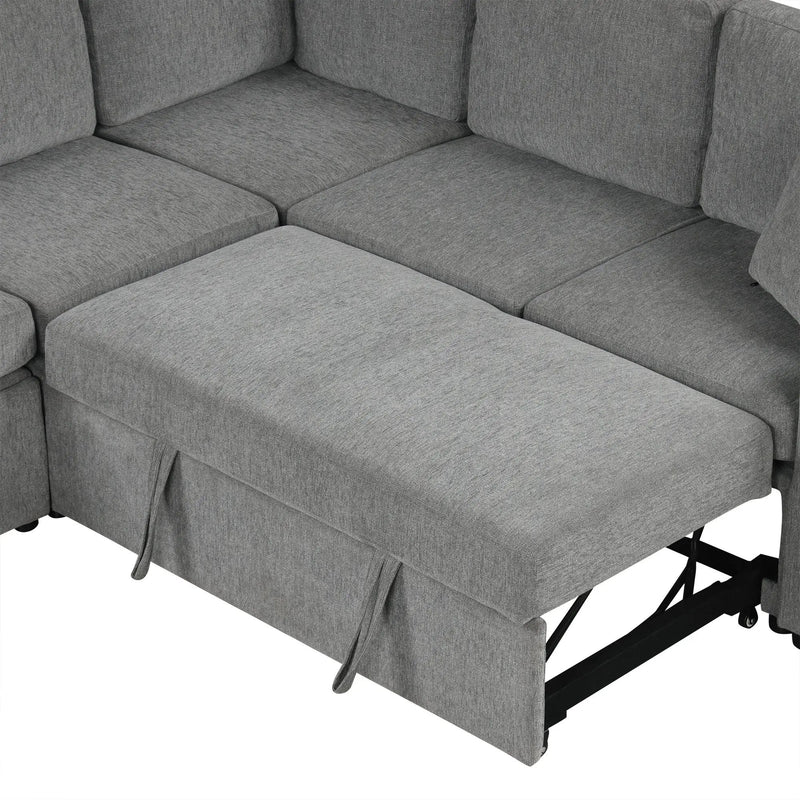 Convertible U-Shaped Sectional Sofa With Pull-Out Bed by Unique Piece Furniture