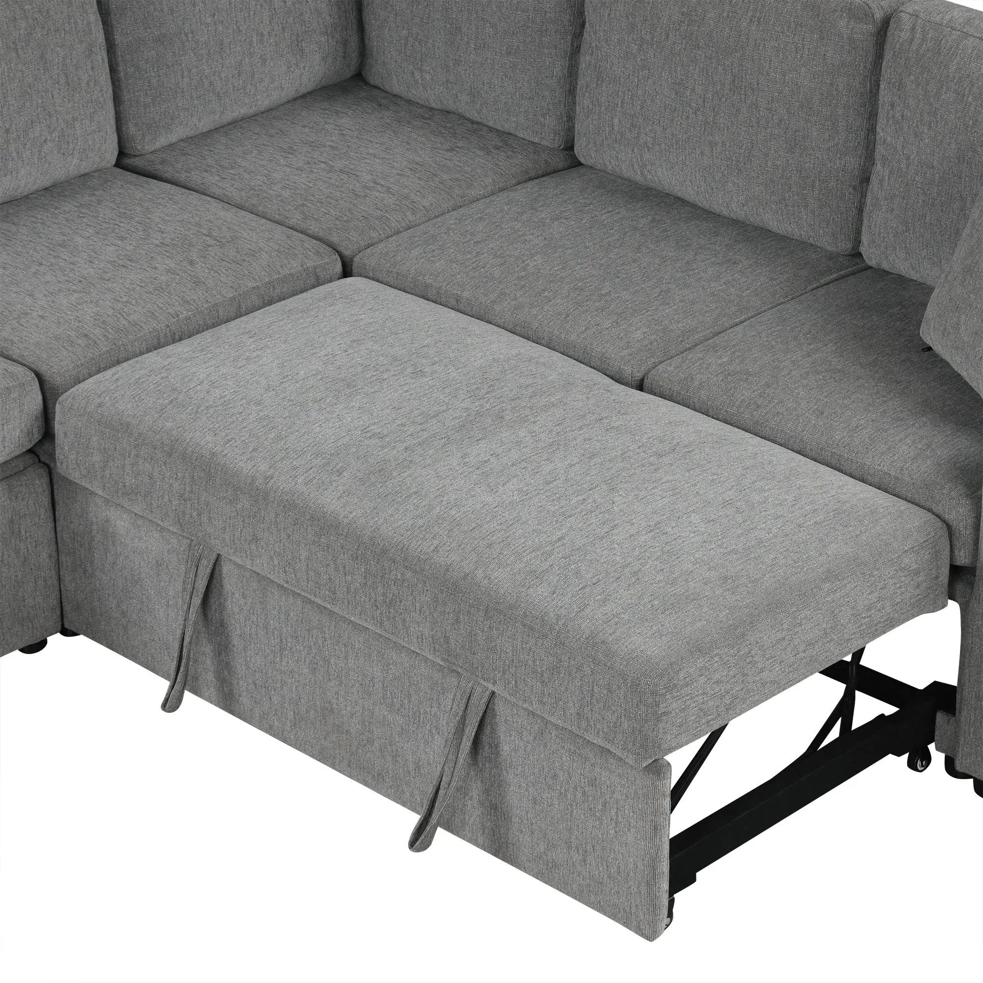 Convertible U-Shaped Sectional Sofa With Pull-Out Bed by HouseOfZazla