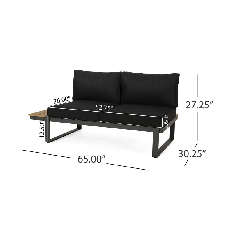 Sterling V-Shaped Outdoor Aluminum 5 Seater Sofa Set with Cushions by HouseOfZazla