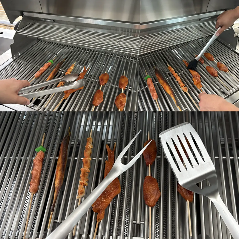 BBQ Tool Set with Cast Iron Frying Pan and Outdoor Kitchen Accessories by HouseOfZazla