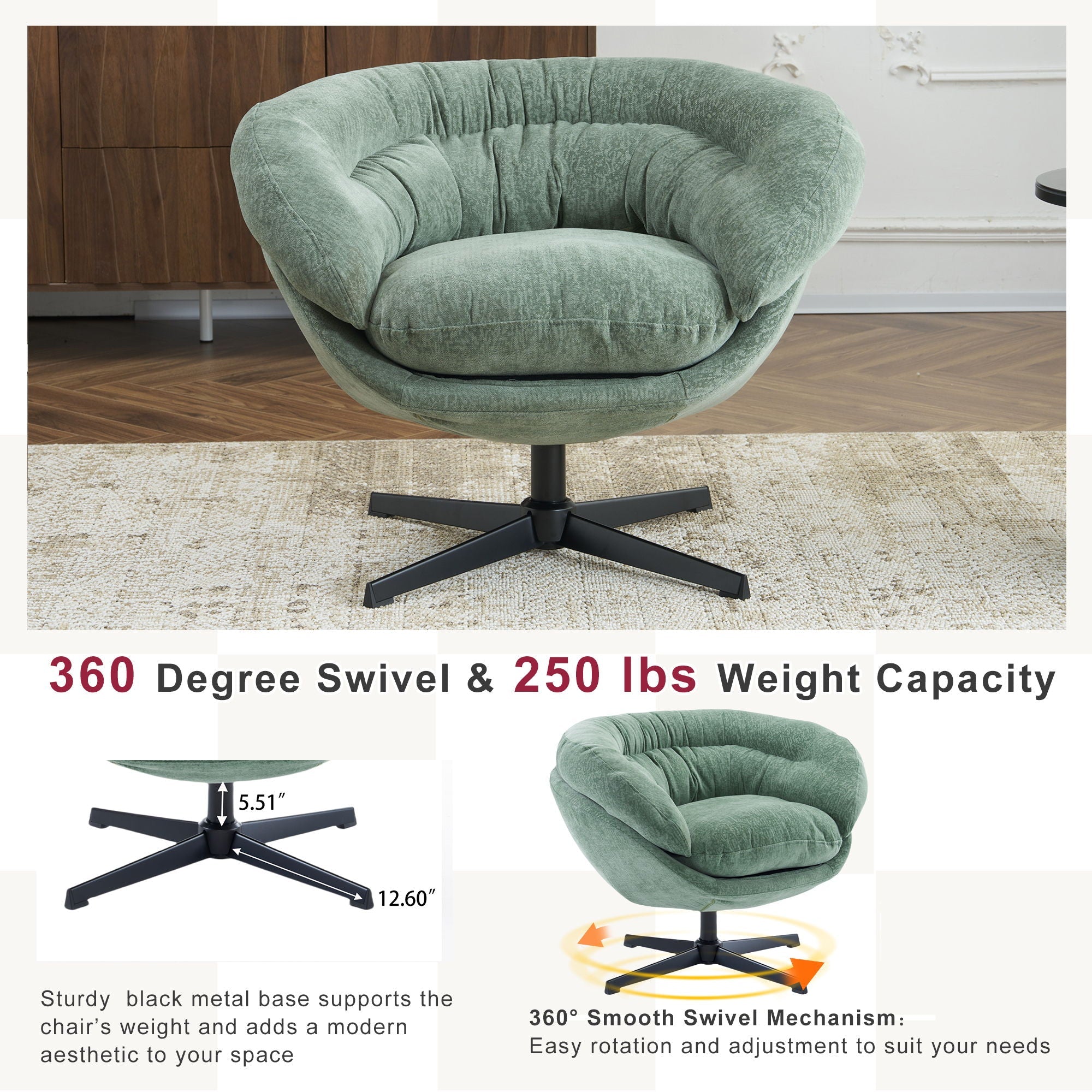 Modern Office Chair With 360 Degree Swivel by HouseOfZazla