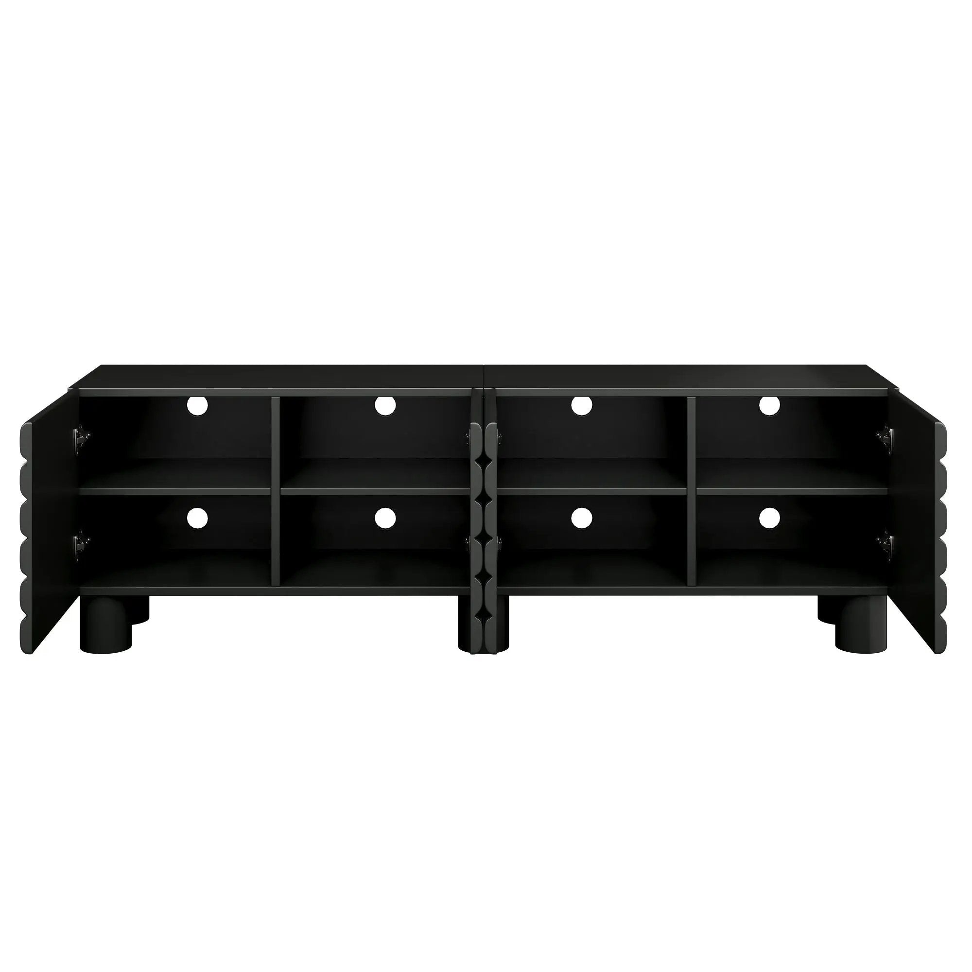 Stylish Thick Wavy Door TV Cabinet with Adjustable Shelves by HouseOfZazla