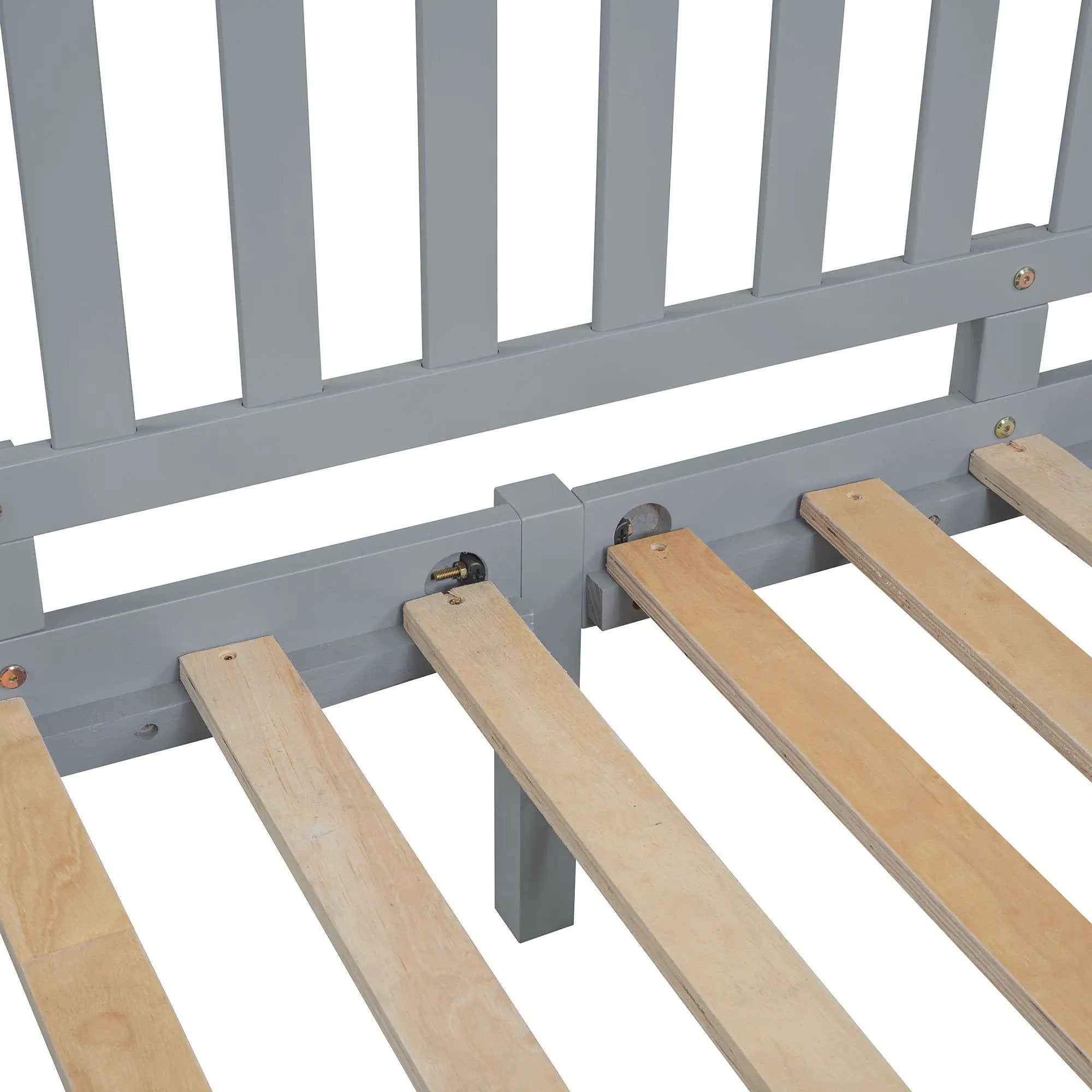 Daybed With Fence Guardrails And 2 Drawers, Split Into Independent Floor Bed & Daybed by HouseOfZazla