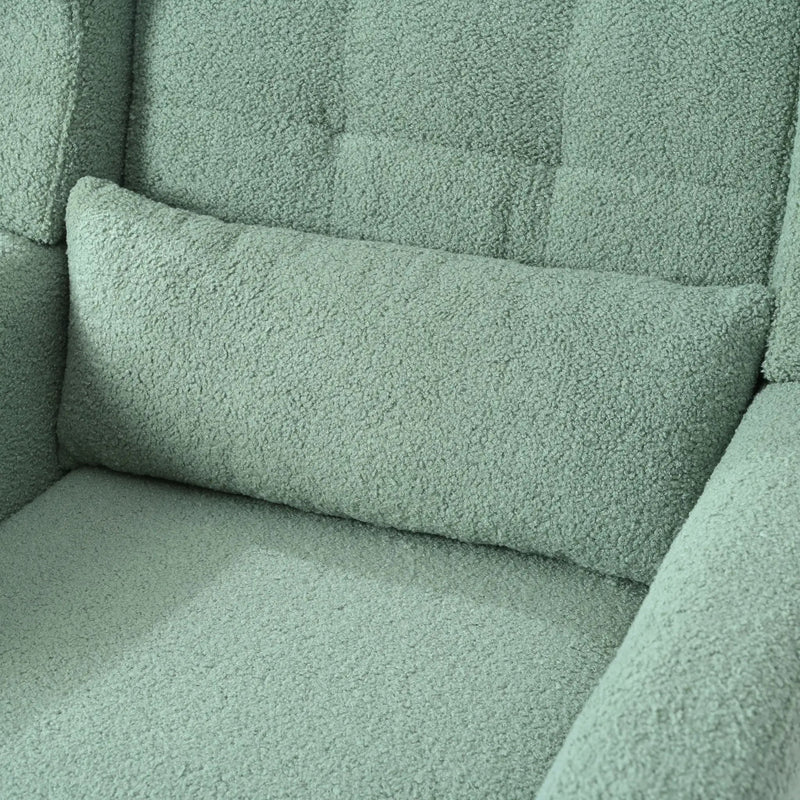 Modern Accent Chair, Teddy Fabric Living Room Chairs Comfy Reading Chair, Mid Century Accent Chair, Lounge Arm Chairs Armchair For Living Room Bedroom - Light Green by HouseOfZazla