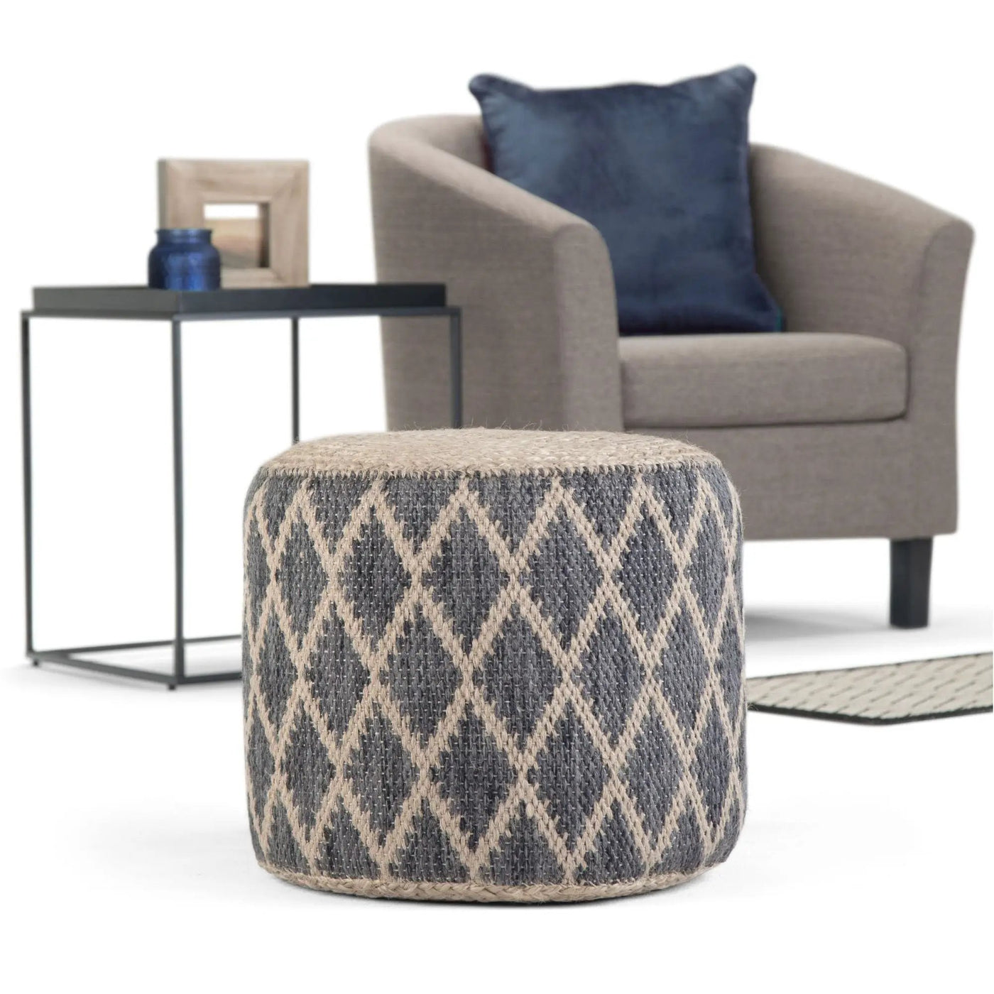 Edgeley - Handcrafted Round Pouf by HouseOfZazla