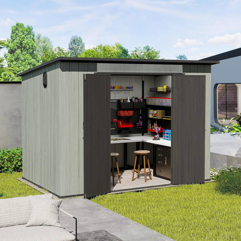 6x9FT Outdoor Resin Storage Shed with Transparent Windows & Louvered Vents by HouseOfZazla