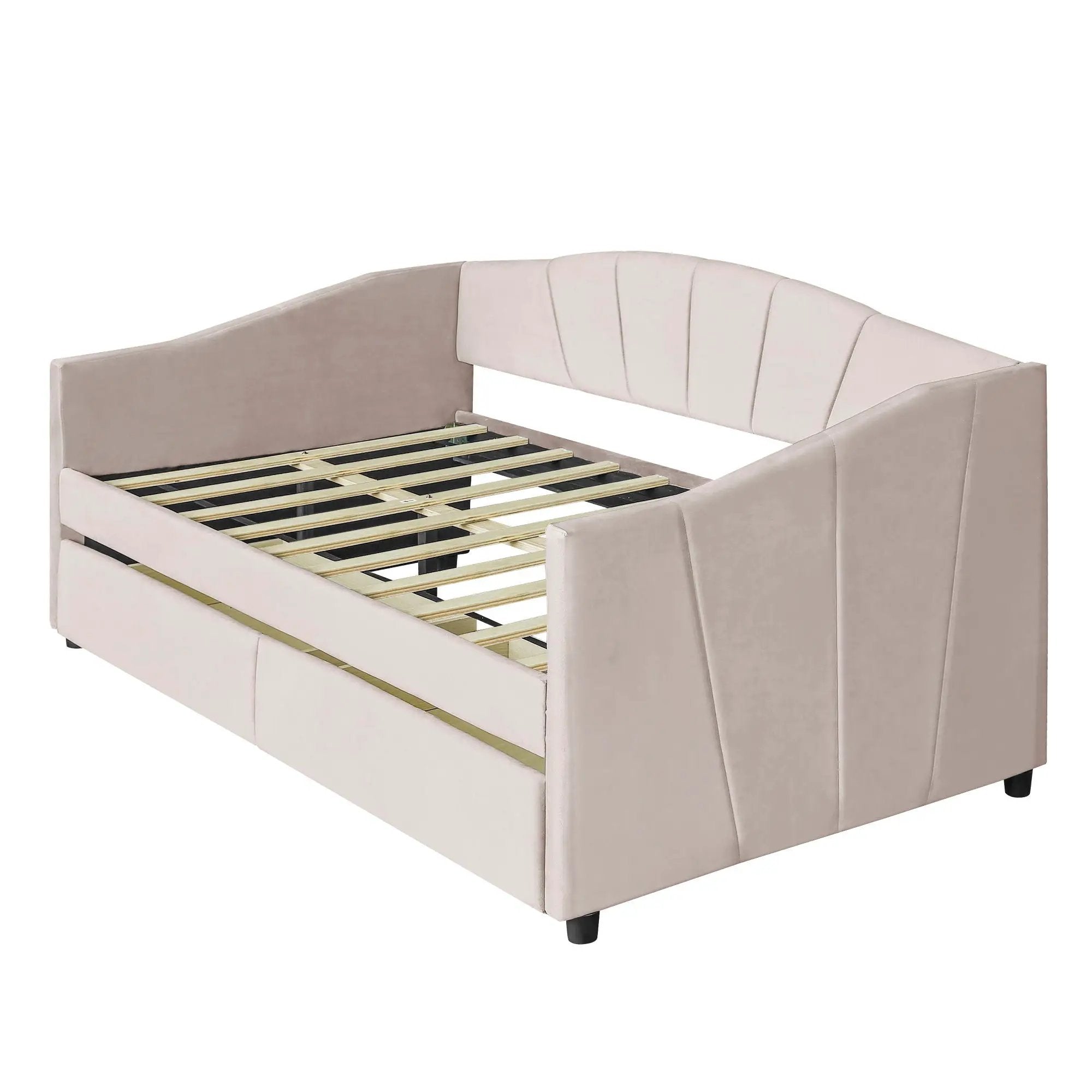 Upholstered Daybed With Two Drawers And Wood Slat by HouseOfZazla