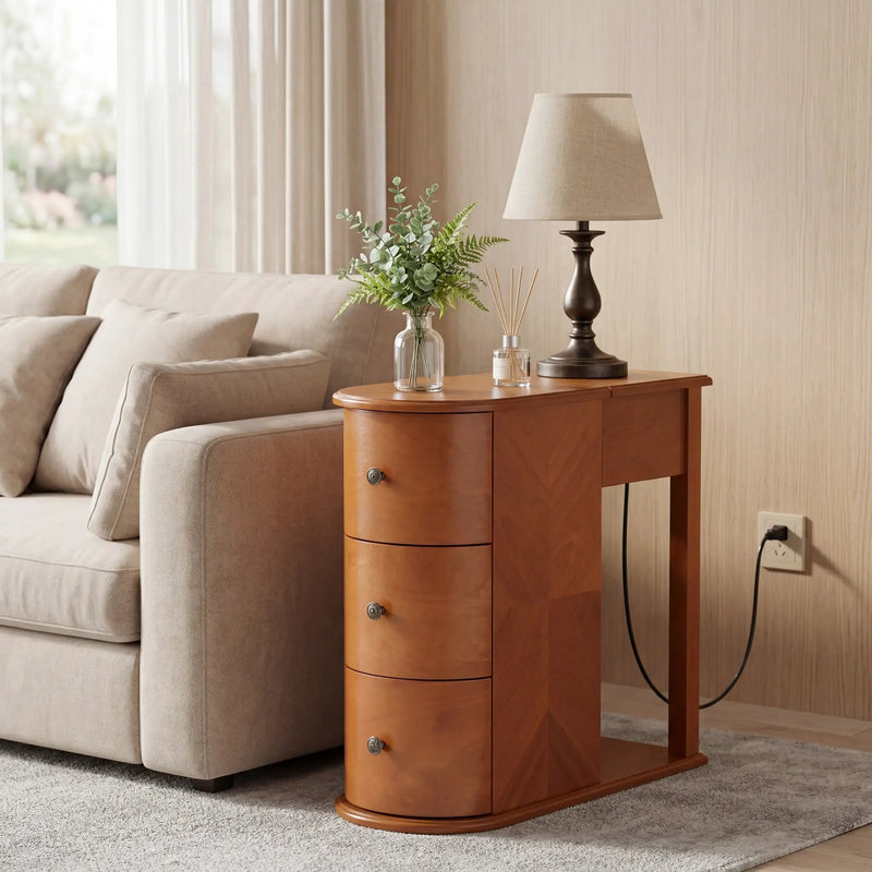 Modern End Table with Hidden Cup Holder Drawer by HouseOfZazla