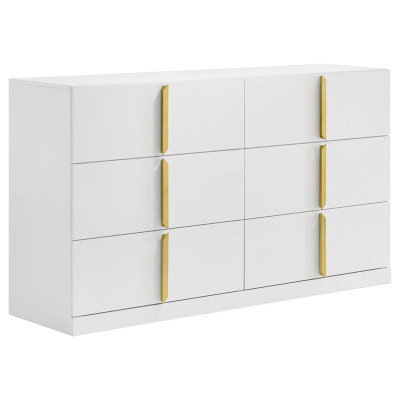 Ines 5-piece Eastern King Bedroom Set Grey and White High Gloss by Unique Piece Furniture