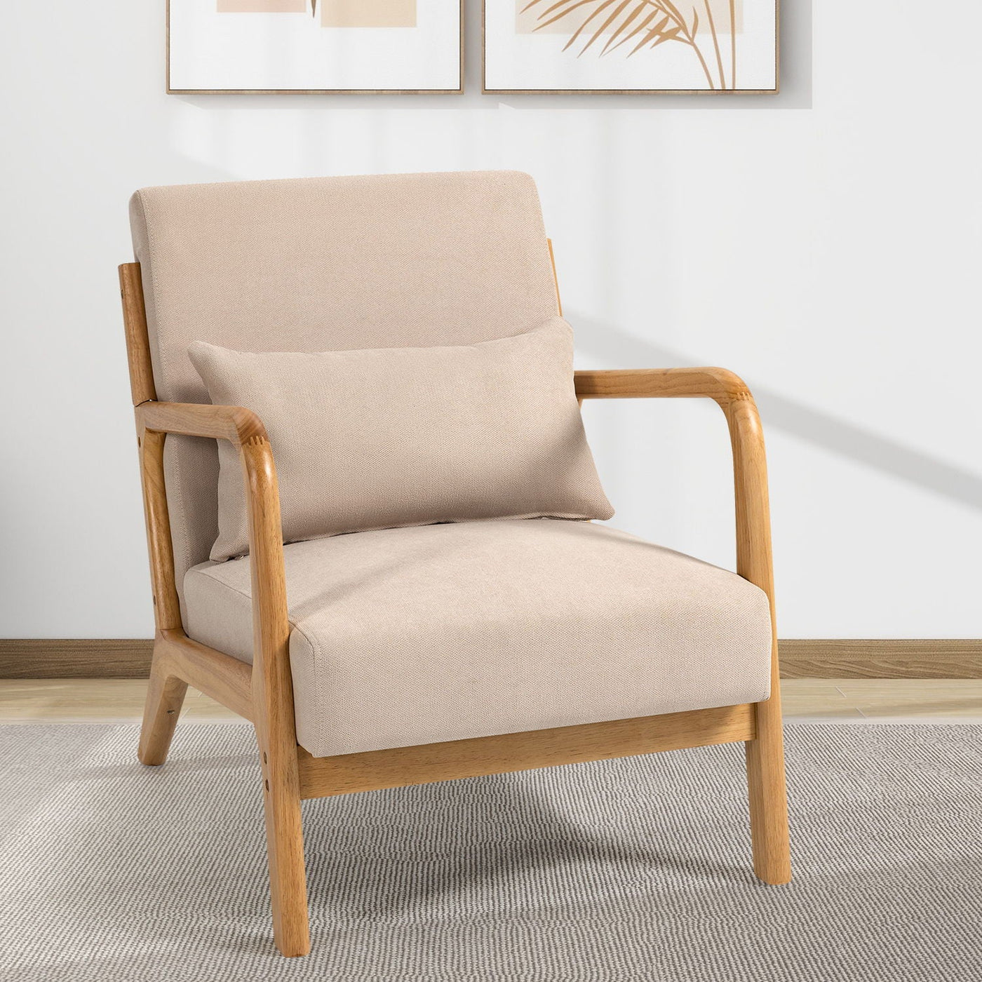 Leisure Chair With Solid Wood Armrest And Feet, Mid-Century Modern Accent Sofa, 1 Seat by Unique Piece Furniture