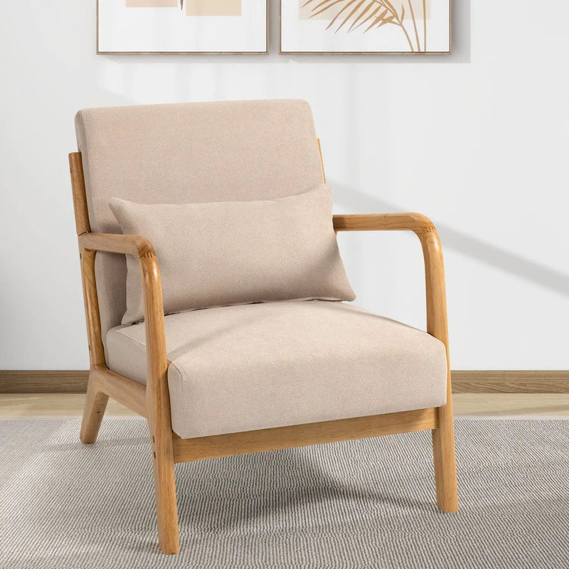 Leisure Chair With Solid Wood Armrest And Feet, Mid-Century Modern Accent Sofa, 1 Seat by HouseOfZazla