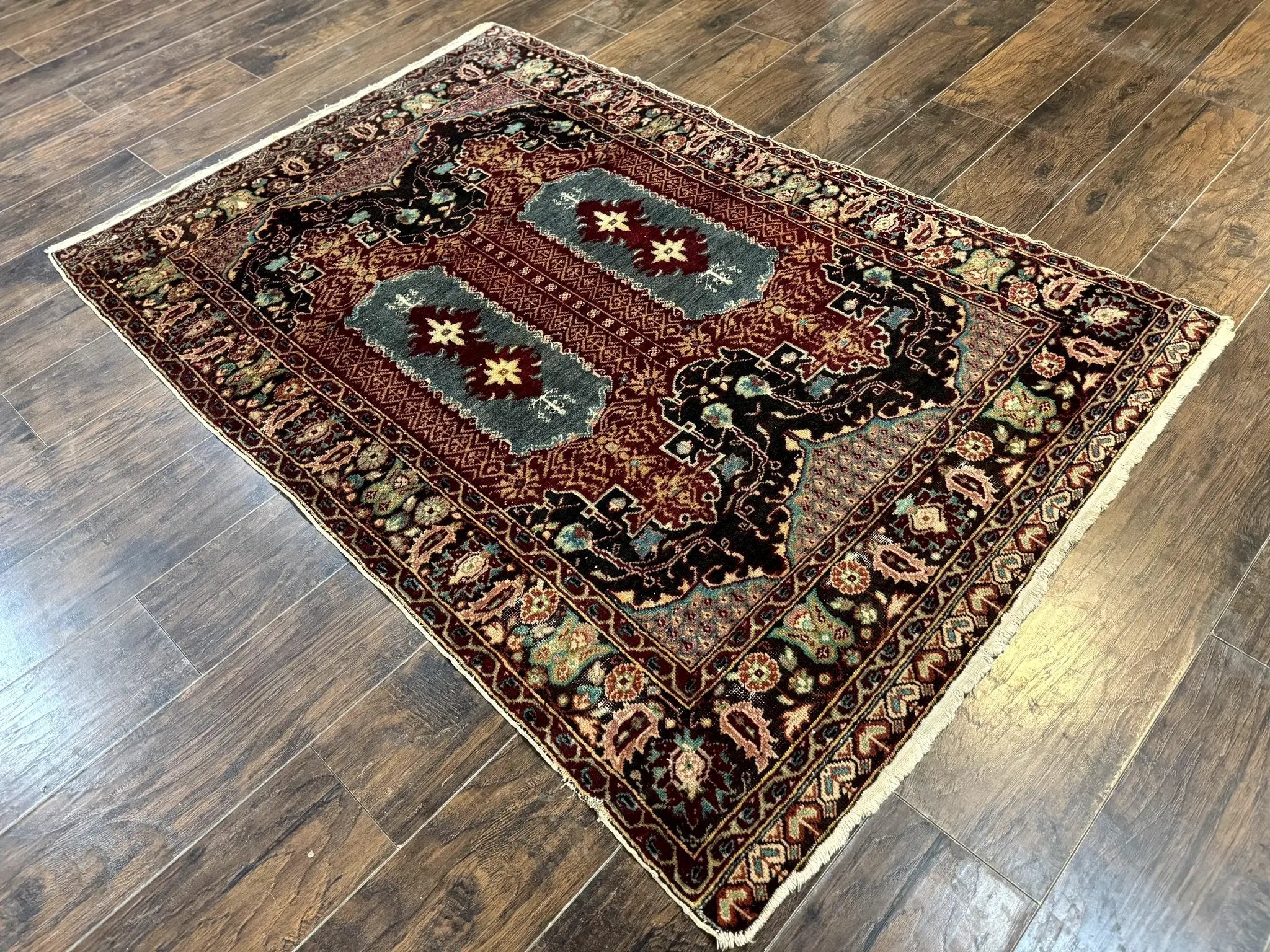 Antique Turkish Rug 4x6, Unique Rare Carpet by Jewel Rugs