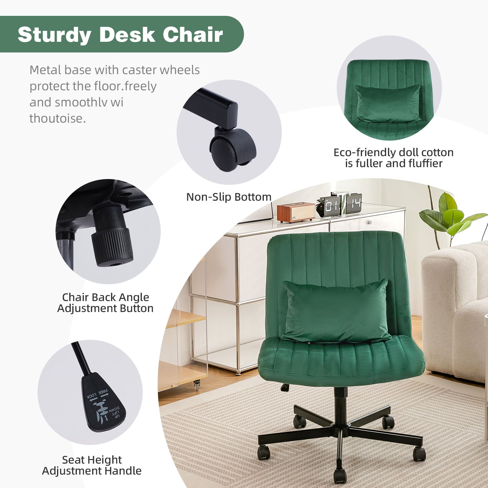 Criss Cross Office Chair With Adjustable Height, Ergonomic Design by HouseOfZazla