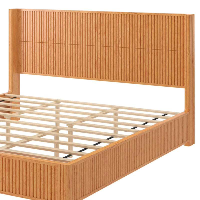 Solid Wood Platform Bed Frame with Headboard, King Size by HouseOfZazla