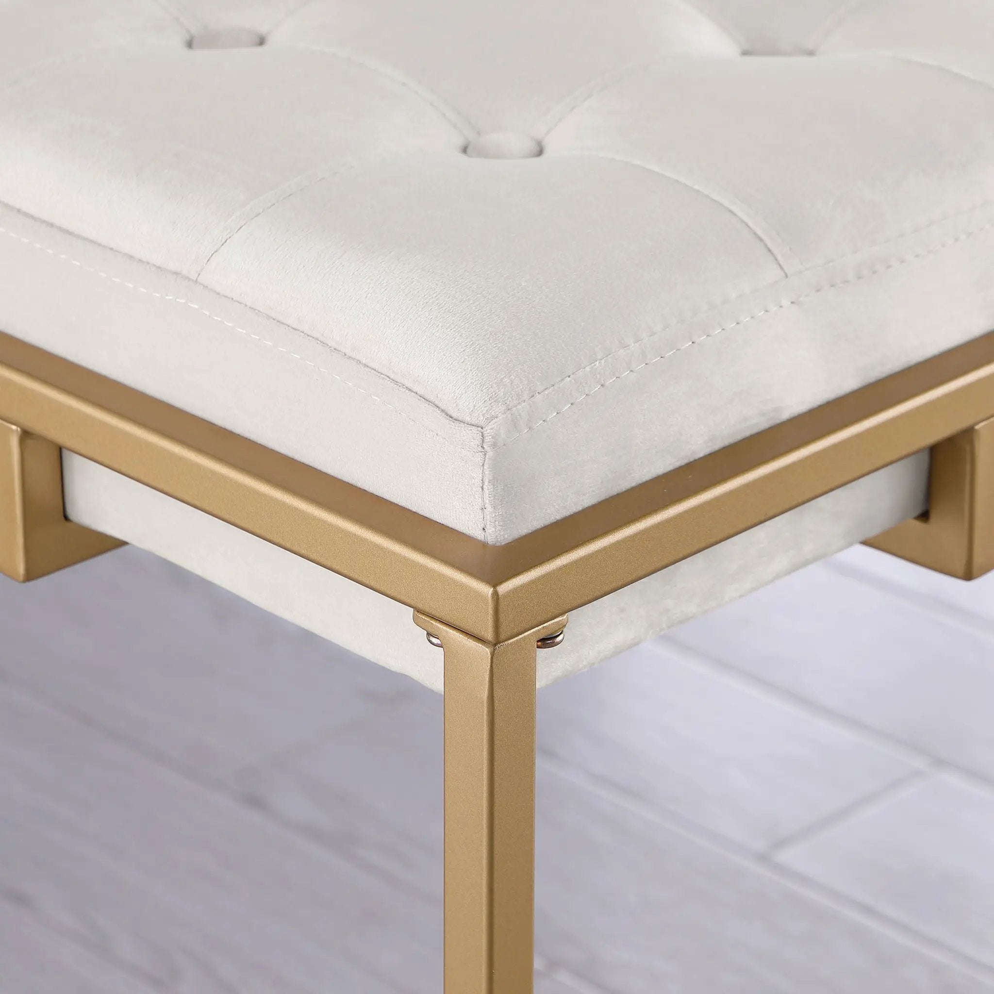 Square Counter Height Stools (Set of 2) - Beige / Gold by HouseOfZazla