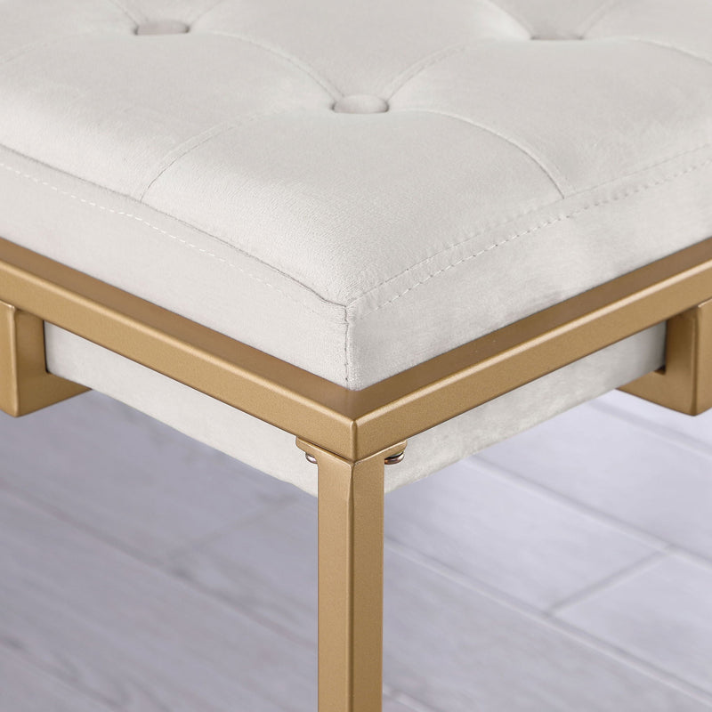 Square Counter Height Stools (Set of 2) - Beige / Gold by HouseOfZazla