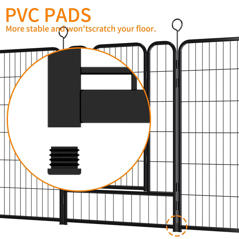 Dog Playpen, 16 Panels Pet Exercise Pen Indoor / Outdoor Fence With Anti Skid Base - Black by HouseOfZazla