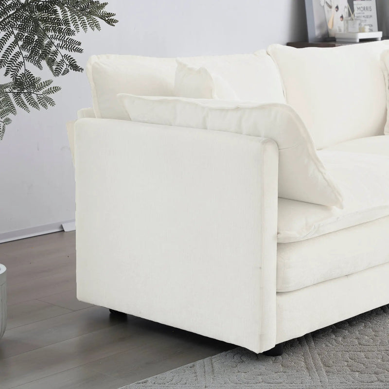2-Piece White Chenille Sofa Set for Living Room by HouseOfZazla
